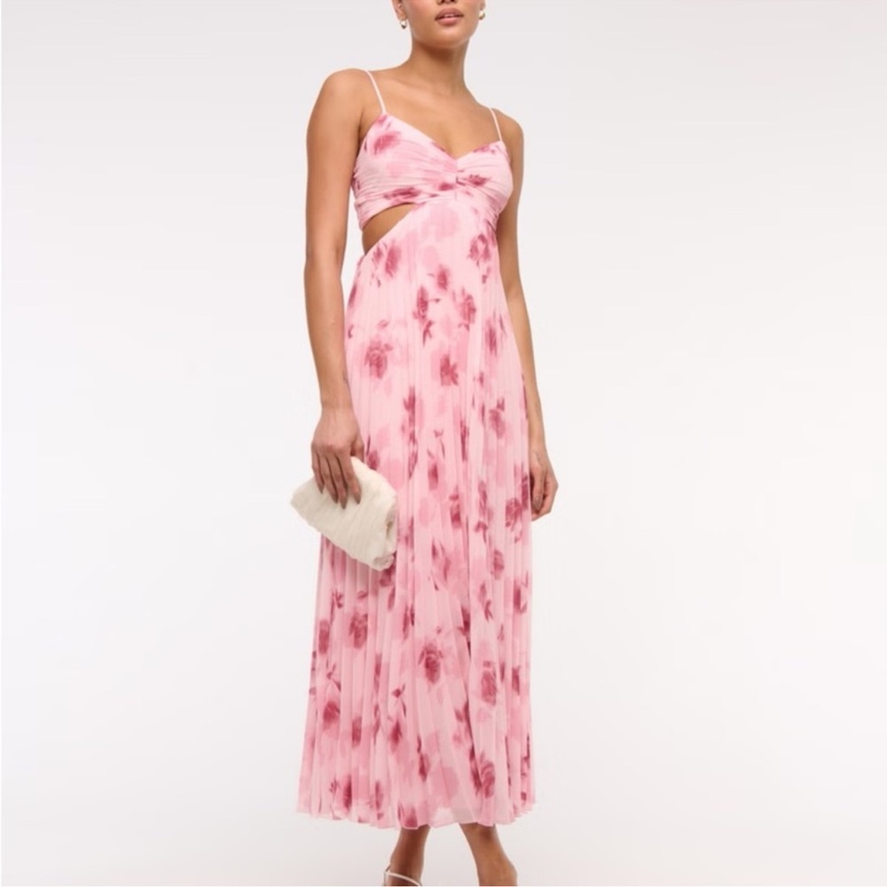 Abercrombie & Fitch Pink Ruched Maxi Dress